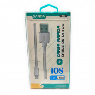 Cable de datos para móvil Iphone 3.0A, carga rápida, cable de 1,2 m, transferencia de datos de smartphone a portátil u otro dispositivo, color blanco