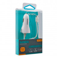 Cargador de móvil micro USB para coche 1.5a, cable de 1 metro, toma de mechero, carga rápida, teléfonos, tablets y otros dispositivos, blanco