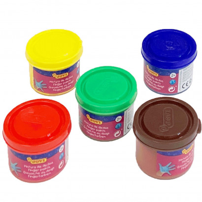 Jovi - Pintura de dedos 35 ml, 5 uds, botes de pintura lavable para niños, colores intensos, secado rápido, aplicación directa, manualidades