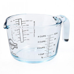 Tradineur - Jarra medidora de vidrio, 15,5 x 10,7 x 21 cm, capacidad de 1 litro, recipiente para medir, especial para labores de