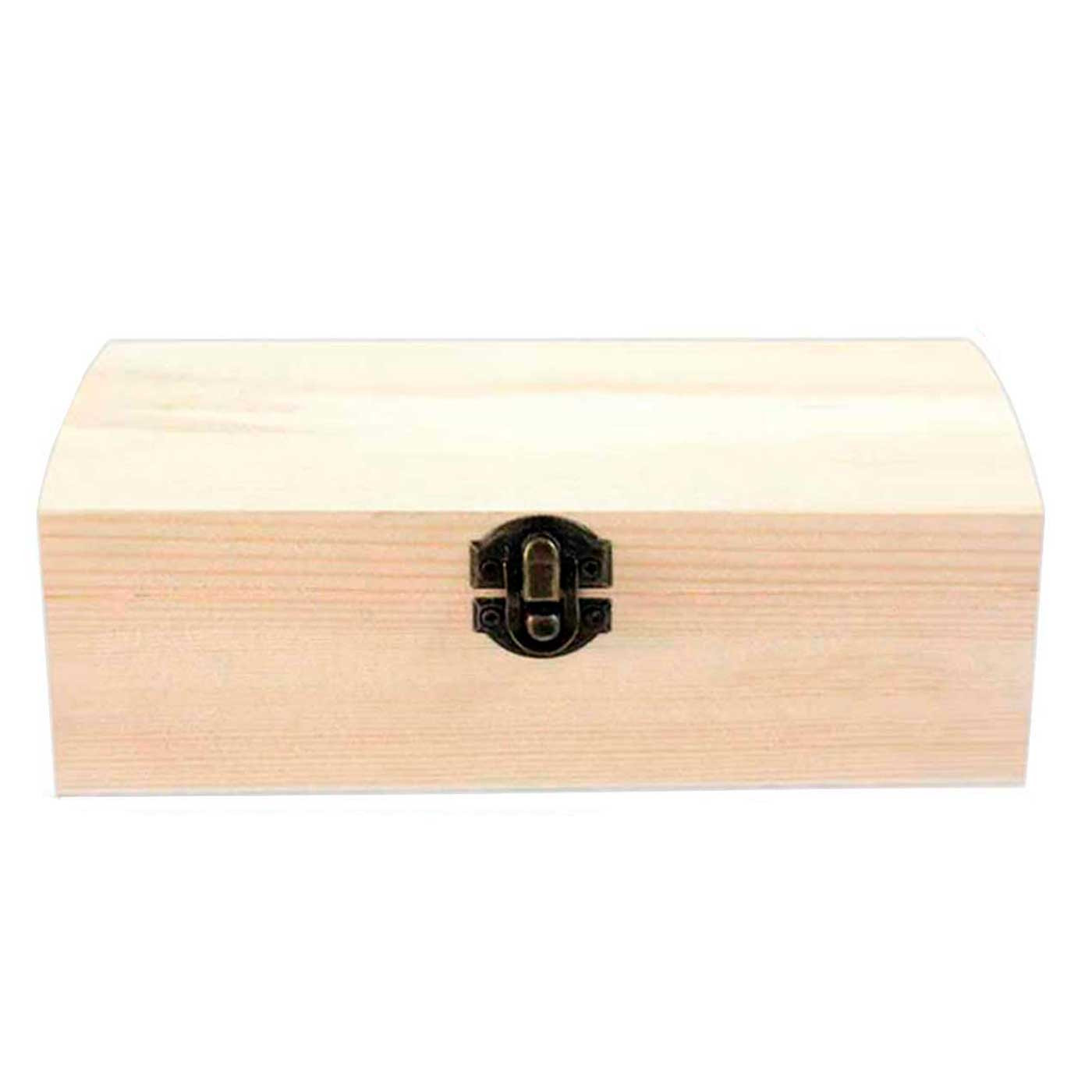 Caja de madera con tapa en forma de baúl 19,5 x 8 x 7 cm. Ideal para guardar objetos pequeños, joyas o llaves