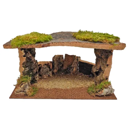 Tradineur - Cueva de corcho para figuras del nacimiento de 8-10 cm, portal, pesebre para belén navideño 20 x 36,8 x 18 cm, figur Tradineur - Cueva de corcho para figuras del nacimiento de 8-10 cm, portal, pesebre para belén navideño 20 x 36,8 x 18 cm, figur