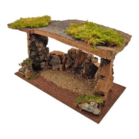 Tradineur - Cueva de corcho para figuras del nacimiento de 8-10 cm, portal, pesebre para belén navideño 20 x 36,8 x 18 cm, figur Tradineur - Cueva de corcho para figuras del nacimiento de 8-10 cm, portal, pesebre para belén navideño 20 x 36,8 x 18 cm, figur