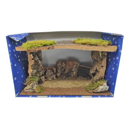 Tradineur - Cueva de corcho para figuras del nacimiento de 8-10 cm, portal, pesebre para belén navideño 20 x 36,8 x 18 cm, figur Tradineur - Cueva de corcho para figuras del nacimiento de 8-10 cm, portal, pesebre para belén navideño 20 x 36,8 x 18 cm, figur