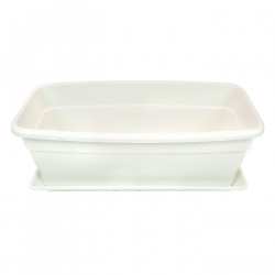 Tradineur - Jardinera eva de plástico con plato adán 16 litros, 40 cm - PLFT - Blanco, macetero, maceta para plantas y flores re