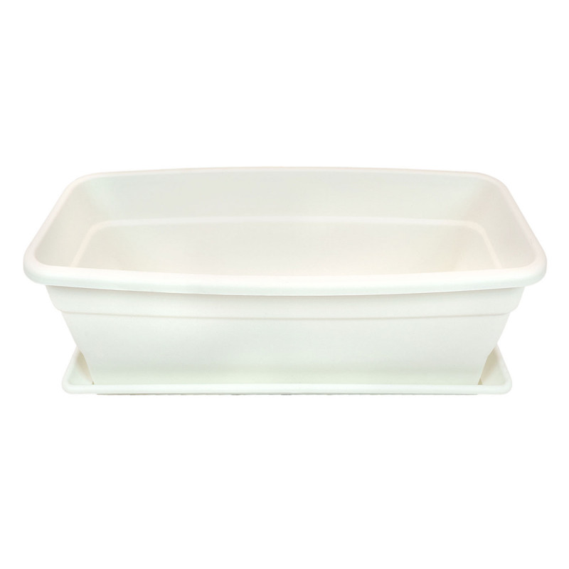 Tradineur - Jardinera eva de plástico con plato adán 16 litros, 40 cm - PLFT - Blanco, macetero, maceta para plantas y flores re Tradineur - Jardinera eva de plástico con plato adán 16 litros, 40 cm - PLFT - Blanco, macetero, maceta para plantas y flores re