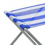 Taburete plegable camping portátil 33 x 31 x 39 cm, asiento, banqueta de hierro y textileno para playa, acampada, pesca, caza, senderismo, picnic, diseño con rayas azul y blancas