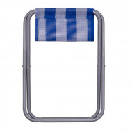 Taburete plegable camping portátil 33 x 31 x 39 cm, asiento, banqueta de hierro y textileno para playa, acampada, pesca, caza, senderismo, picnic, diseño con rayas azul y blancas