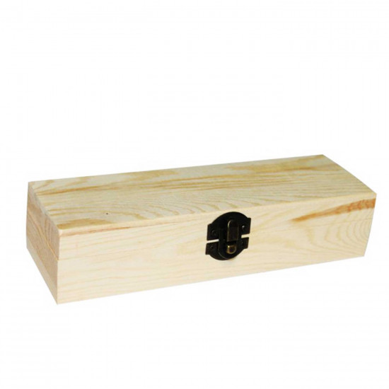 Caja madera rectangular con visagras y cierre metálico 21 x 7 x 4 cm, cajita, cofre con tapa para decorar y guardar objetos de valor, joyas, coleccionables