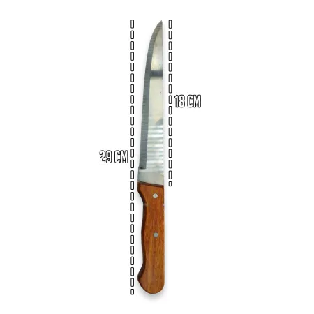 Tradineur - Cuchillo de cocina - Hoja fabricado de acero y mango de madera - Longitud de 29 cm (hoja de 18 cm) Tradineur - Cuchillo de cocina - Hoja fabricado de acero y mango de madera - Longitud de 29 cm (hoja de 18 cm)