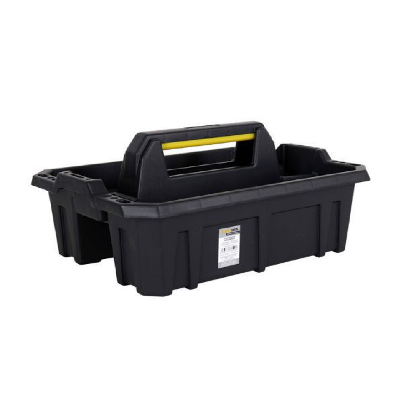 Organizador de herramientas con asa de plástico resistente color negro 39.5 x 29.5 x 13 cm (ancho x largo x alto)