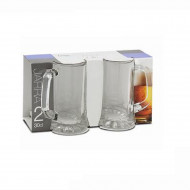 Set de 2 jarras de cerveza de cristal 30 cl, modelo Sevilla, vasos base gruesa con asa, resistentes y duraderos, celebración, fiesta, regalo, aptas para lavavajillas