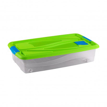 Baúl de plástico nº12  transparente de 16,6 x75,x 45,2 cm,con capacidad para 42,5 litros de color surtido. Caja con tapa para organización del hogar Arcón de plástico para varios usos,