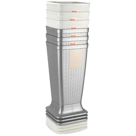 Tradineur - Paragüero de plástico - Estilo Rattan - Soporte para paraguas cuadrado para entrada de oficinas, negocios, hogar - 5 Tradineur - Paragüero de plástico - Estilo Rattan - Soporte para paraguas cuadrado para entrada de oficinas, negocios, hogar - 5