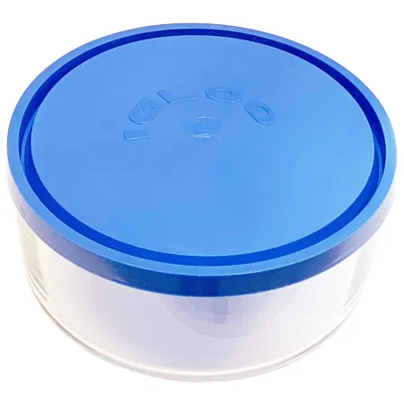 Fiambrera redonda cristal tapa de plástico 18 cm. Recipiente de vidrio para alimentos apto para lavavajillas, microondas y conge