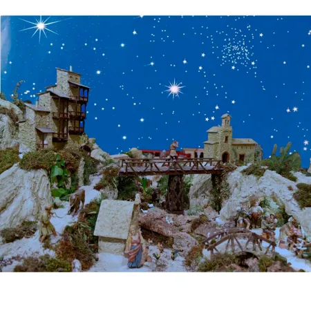 Tradineur - Rollo de papel de fondo con estrellas para belén - Decoración para Nacimiento, Navidad, tradicional - Alto detalle - Tradineur - Rollo de papel de fondo con estrellas para belén - Decoración para Nacimiento, Navidad, tradicional - Alto detalle -