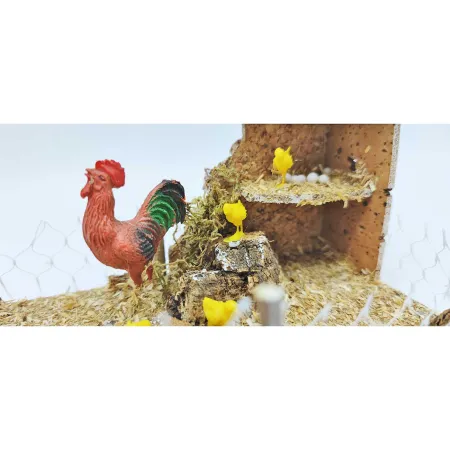 Tradineur - Gallinero para portal de belén, corcho y resina, corral, gallo y pollitos, nacimiento, pesebre, decoración navidad, Tradineur - Gallinero para portal de belén, corcho y resina, corral, gallo y pollitos, nacimiento, pesebre, decoración navidad,
