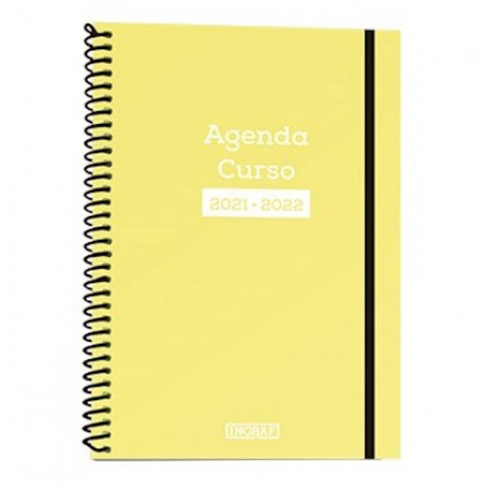 Agenda escolar 4º 2021/2022, tapa dura y goma, 1,5 x 16 x 21 cm, vista diaria, ideal para el curso escolar u oficina, bloc con calendario para anotaciones, color aleatorio