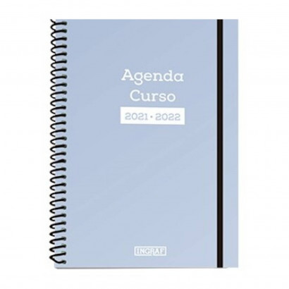 Agenda escolar 4º 2021/2022, tapa dura y goma, 1,5 x 16 x 21 cm, vista diaria, ideal para el curso escolar u oficina, bloc con calendario para anotaciones, color aleatorio