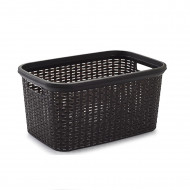 Plastic Forte - Cesta para la colada de plástico con asas 53 x 26 x 36 cm, modelo rattan, 35 litros, cesto para prendas ropa, lavandería, hogar, wengué