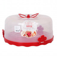 Tartera de plástico transparente redonda con tapa y asas con forma de mariposa 26 x 12,5 cm, Recipiente para transportar tartas, comida, alimentos con cierres seguros, color aleatorio