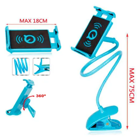 Tradineur - Soporte universal para móvil y tablet, plástico, soporte flexible con brazo de cuello de cisne y pinza para escritor Tradineur - Soporte universal para móvil y tablet, plástico, soporte flexible con brazo de cuello de cisne y pinza para escritor