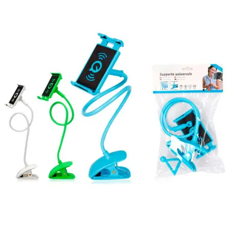 Tradineur - Soporte universal para móvil y tablet, plástico, soporte flexible con brazo de cuello de cisne y pinza para escritor Tradineur - Soporte universal para móvil y tablet, plástico, soporte flexible con brazo de cuello de cisne y pinza para escritor