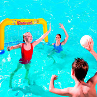 Portería waterpolo hinchable con pelota, 1,42 m x 76 cm. Portería inflable para piscina, flotante, deportes acuáticos, diversión, verano, familia, amigos