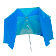 Sombrilla de nylon con paraviento 200 cm, parasol aluminio playa con bolsa, mástil diámetro 22-25 mm, varillas fibra de vidrio, color aleatorio