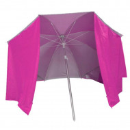 Sombrilla de nylon con paraviento 200 cm, parasol aluminio playa con bolsa, mástil diámetro 22-25 mm, varillas fibra de vidrio, color aleatorio