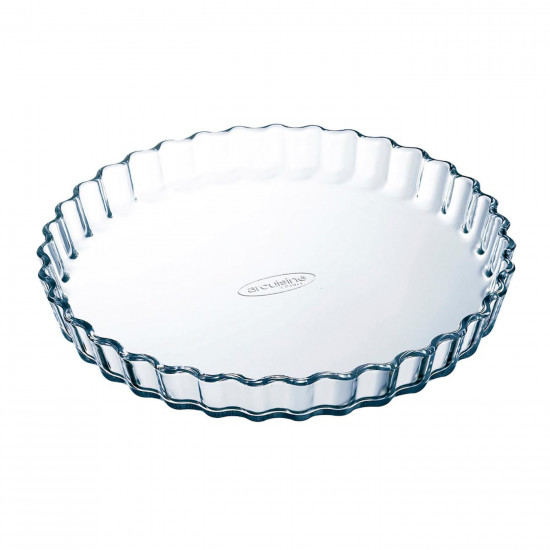 Ô Cuisine - Molde de vidrio rizado para tarta 1,3 litros, fuente de vidrio, 27 x 3,5 cm