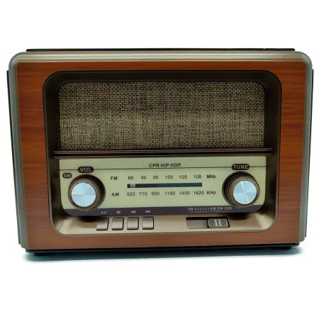 Tradineur - Radio vintage "Hip Hop" portátil - Bluetooth - Bandas AM/FM/SW - Batería recargable - Ranuras USB y TF - Antena retr