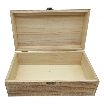 Conjunto de 3 cajas de madera, forma de baúl, 9,5 x 25 x 14 cm, juego cajas rectangulares decorativas, cierre metálico frontal, almacenaje objetos de valor, joyas