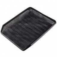 Bandeja portadocumentos de 3 pisos de hierro 35 x 29 x 27 cm, soporte organizador, estante de malla metálica A4 para cartas, carpetas, documentos, casa u oficina, color negro