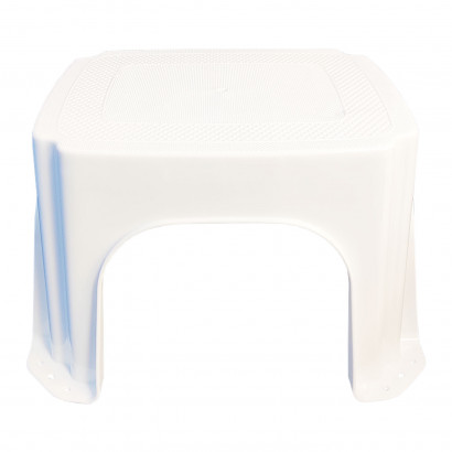 Taburete de plástico blanco 20,7 x 35,8 x 30,5 cm, banqueta, asiento con superficie antideslizante de 28,5 x 23,5 cm, escalón, peldaño alzador ligero para baño, cocina, hogar