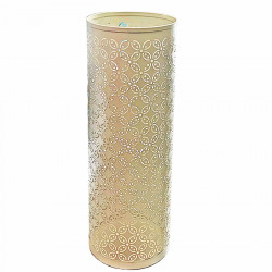 Paragüero cilíndrico de metal 42 x15 cm, soporte para paraguas redondo de hierro, diseño con flores, ideal tanto para el hogar c