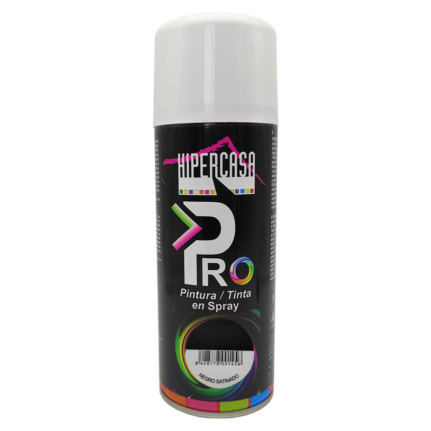 Hipercasa - Spray de pintura negro satinado RAL 9004, 400 ml, válido para multitud de superficies y materiales, uso en exterior y lugares bien ventilados 20 x 6,5 cm