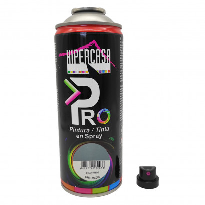 Hipercasa - Spray de pintura gris medio S5005-B80G, 400 ml, válido para multitud de superficies y materiales, uso en exterior y lugares bien ventilados 20 x 6,5 cm