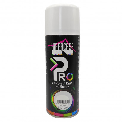 Hipercasa - Spray de pintura blanco brillo RAL 9010, 400 ml, válido para multitud de superficies y materiales, uso en exterior y lugares bien ventilados 20 x 6,5 cm