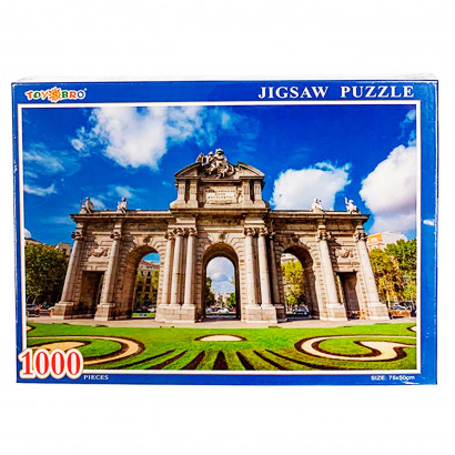 Puzzle 1000 piezas, rompecabezas clásico para adultos 75 x 50 cm, jigsaw puzzle, Nueva York, Puerta de Alcalá, Fontana di Trevi, retos creativos, aficiones, modelo aleatorio