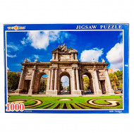 Puzzle 1000 piezas, rompecabezas clásico para adultos 75 x 50 cm, jigsaw puzzle, Nueva York, Puerta de Alcalá, Fontana di Trevi, retos creativos, aficiones, modelo aleatorio