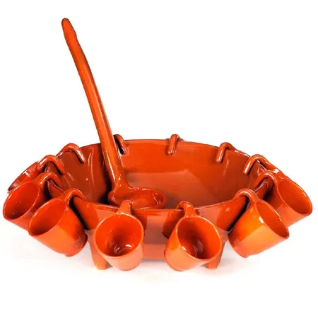 Tradineur - Juego de queimada de barro con tapa 12 tazas y cucharón, artesanía gallega tradicional, fabricado a mano, marrón, id