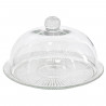 Quesera redonda con base y tapa de cristal 33 x 21 cm, recipiente, soporte, plato, cúpula de cristal transparente para tarta, pa