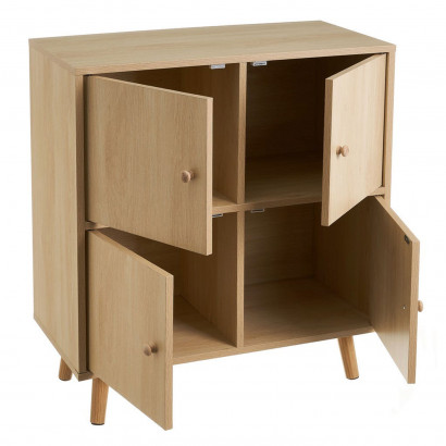 Aparador con 4 puertas y patas, madera MDF, 70 x 35 x 78,6 cm, mueble almacenamiento para dormitorio, salón, mobiliario de almacenaje, ordenación, fácil montaje