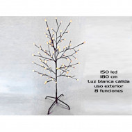 Árbol decorativo con bolas, 150 luces LED, luz cálida, uso exterior, 8 funciones, 180 cm, metal y plástico, decoración de navidad, festiva, hogar