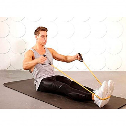 Banda elástica de resistencia para ejercitar piernas y brazos, 13,5 kg, multifunción, para yoga, fitness, cuerda de ejercicio para gimnasia en casa, entrenamiento, 138 cm, color aleatorio