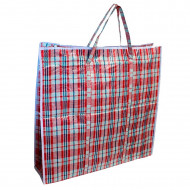 Bolsa plástica almacenaje a cuadros con cremallera y asas 100 x 80 x 30 cm, bolsa reutilizable con cierre para mudanza, almacenamiento ropa, juguetes, mantas, color aleatorio