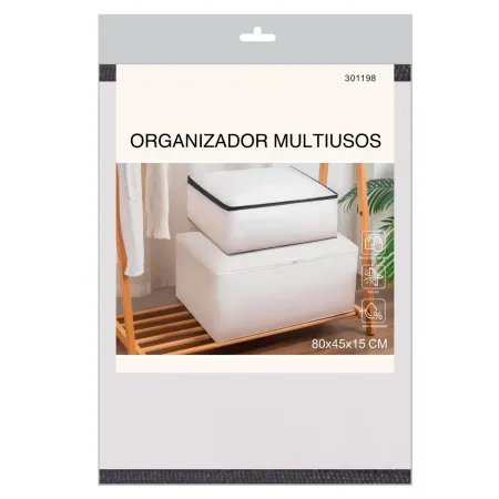Tradineur - Organizador rectangular de peva, caja plegable con cremallera, ordenación, ropa, fácil de limpiar, antipolvo, antihu