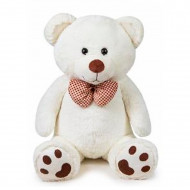 Toinsa - Oso de peluche con lazo, grande, regalo para niños o novia, navidad, san valetín, colores aleatorios blanco o marrón, dimensiones 60  x 35  x 25 cm