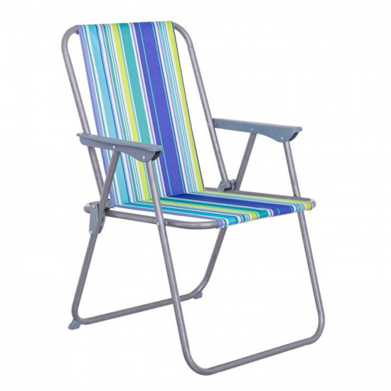 Silla de playa plegable de hierro y loneta de 53 x 46 x 75 cm. Asiento para playa o campo con divertido diseño de lona. Asiento plegable para descanso.